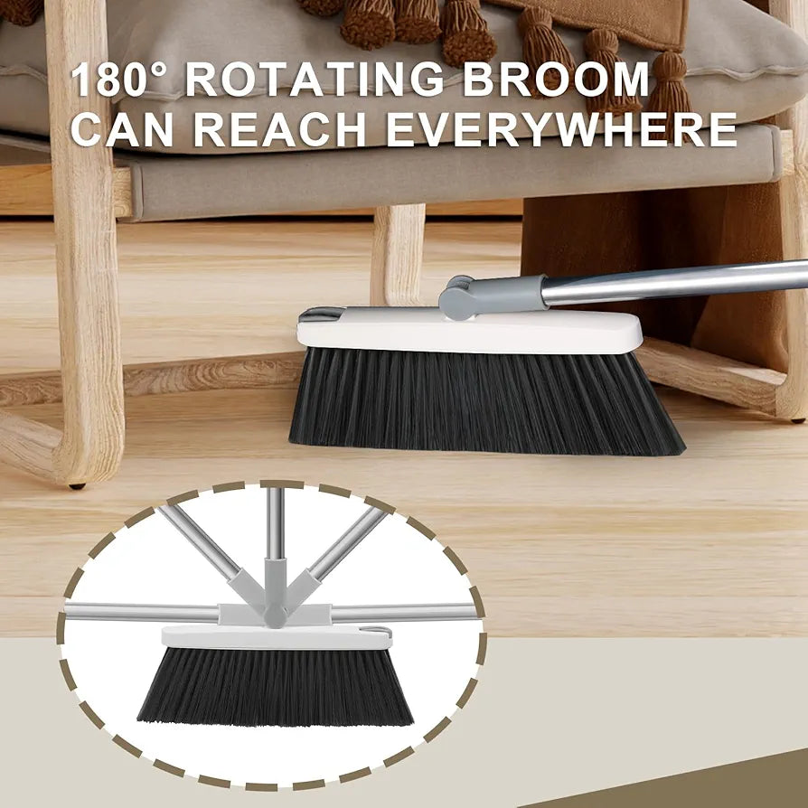 ChaiMoksha Broom & Dustpan Set — Long Handle, No-Bend Floor Cleaning Combo