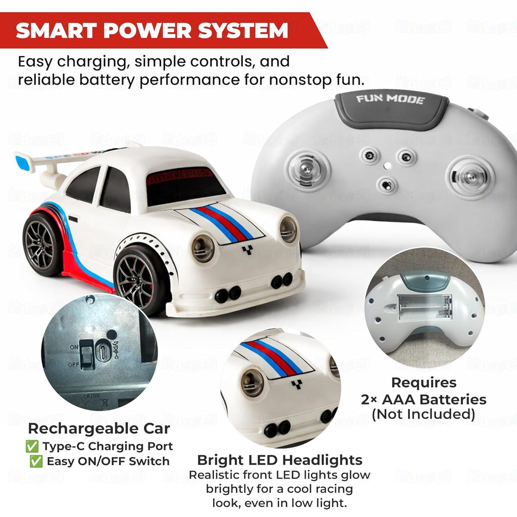ChaiMoksha RC Racing Car — LED Lights, 360° Stunts & Smart Sensor Control for Kids