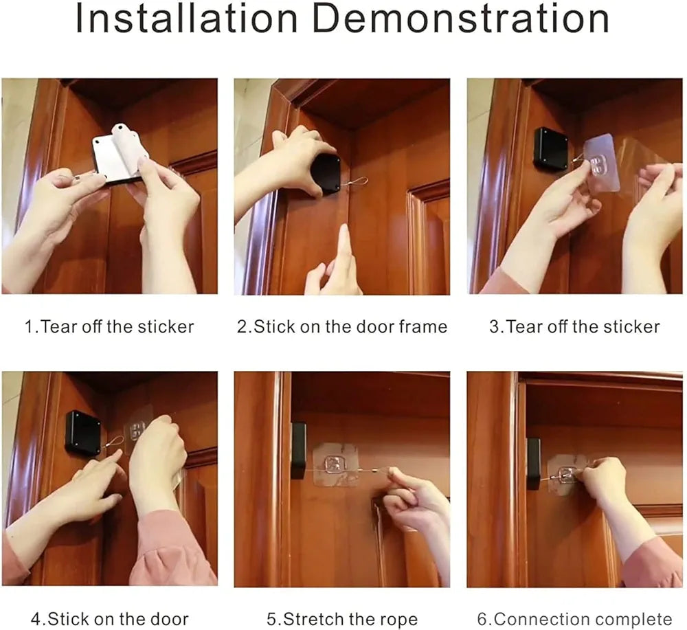ChaiMoksha Automatic Door Closer — Steel Drawstring Auto Closer for Screen, Sliding & Home Doors