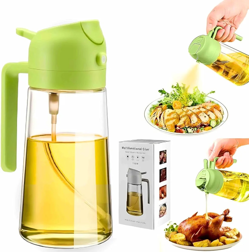 ChaiMoksha 2-in-1 Glass Oil Dispenser & Spray Bottle — 500ml for Air Fryer, BBQ & Kitchen