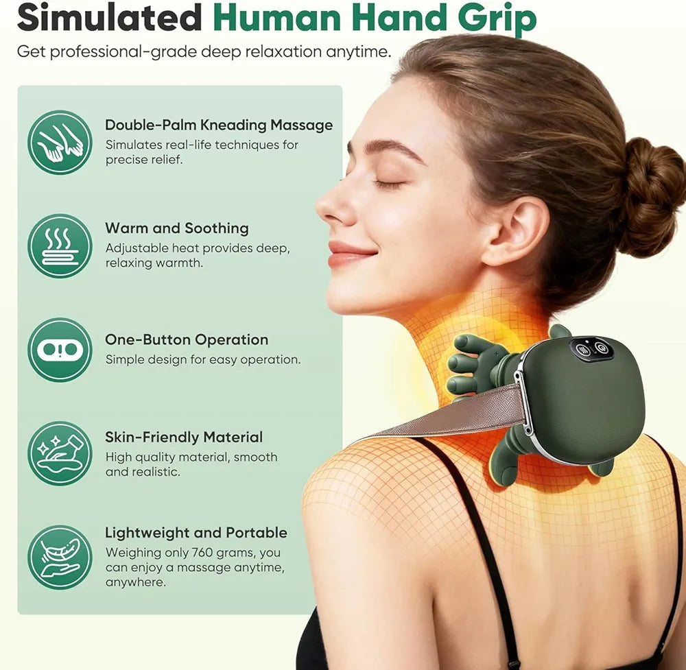 ChaiMoksha Heated Massager — Deep Tissue 4D Shiatsu Relief for Neck & Back
