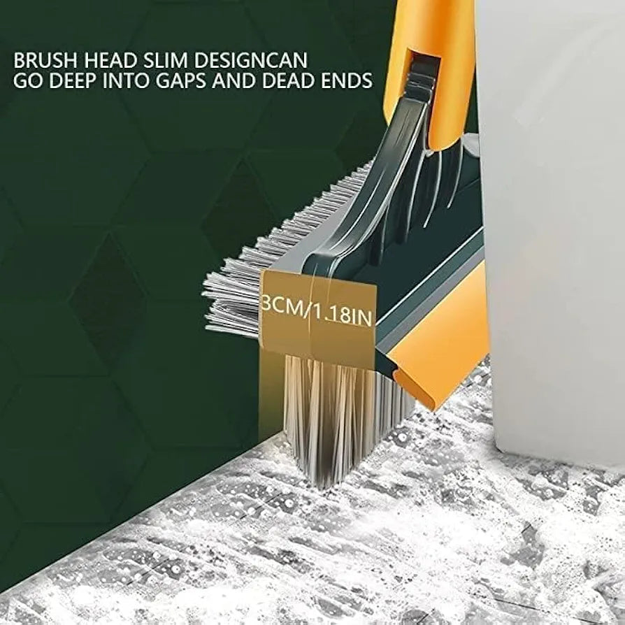 ChaiMoksha 3-in-1 Bathroom Brush — 180° Rotating Scrubber, Wiper & Long Handle