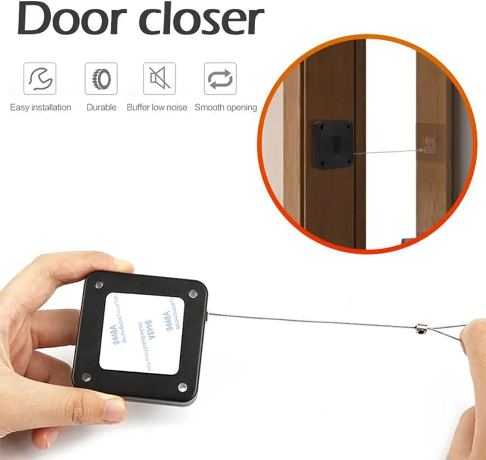 ChaiMoksha Automatic Door Closer — Steel Drawstring Auto Closer for Screen, Sliding & Home Doors