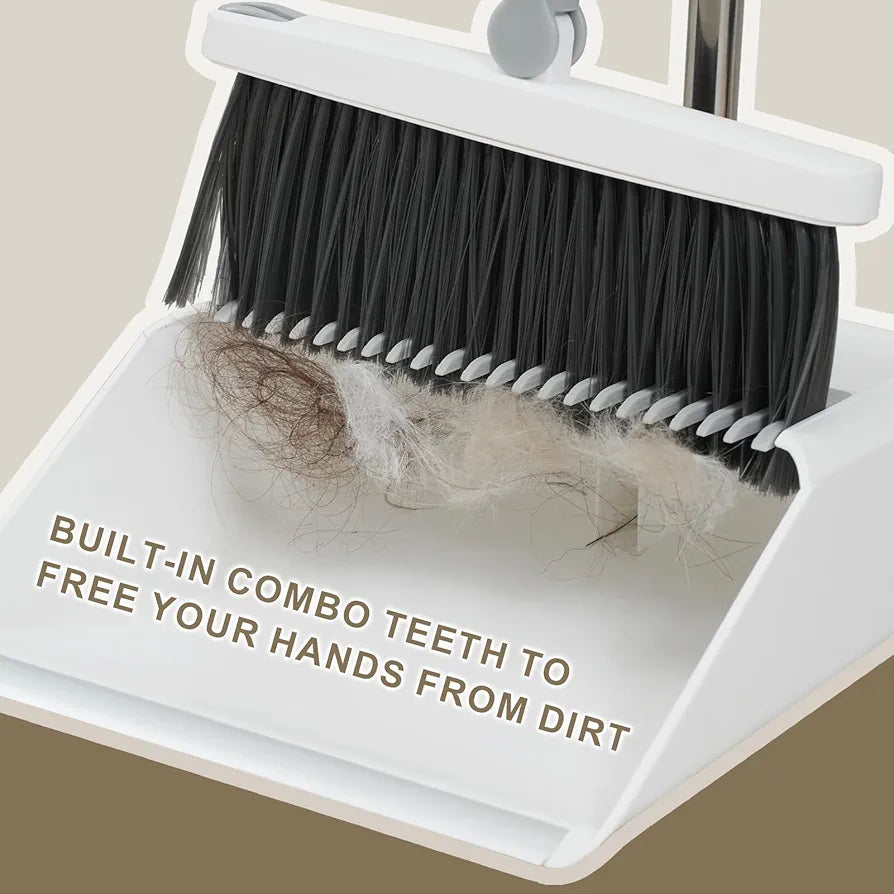 ChaiMoksha Broom & Dustpan Set — Long Handle, No-Bend Floor Cleaning Combo
