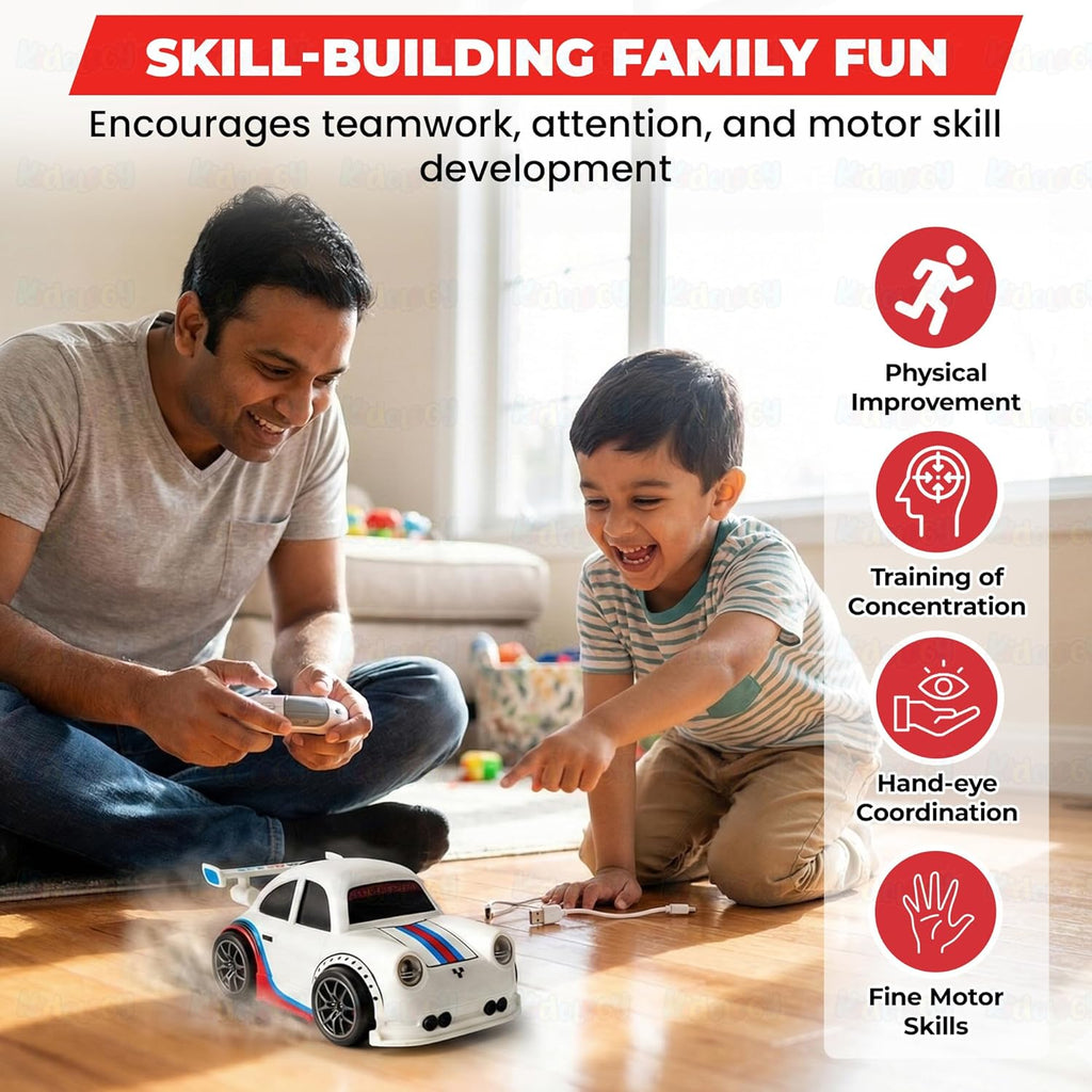 ChaiMoksha RC Racing Car — LED Lights, 360° Stunts & Smart Sensor Control for Kids
