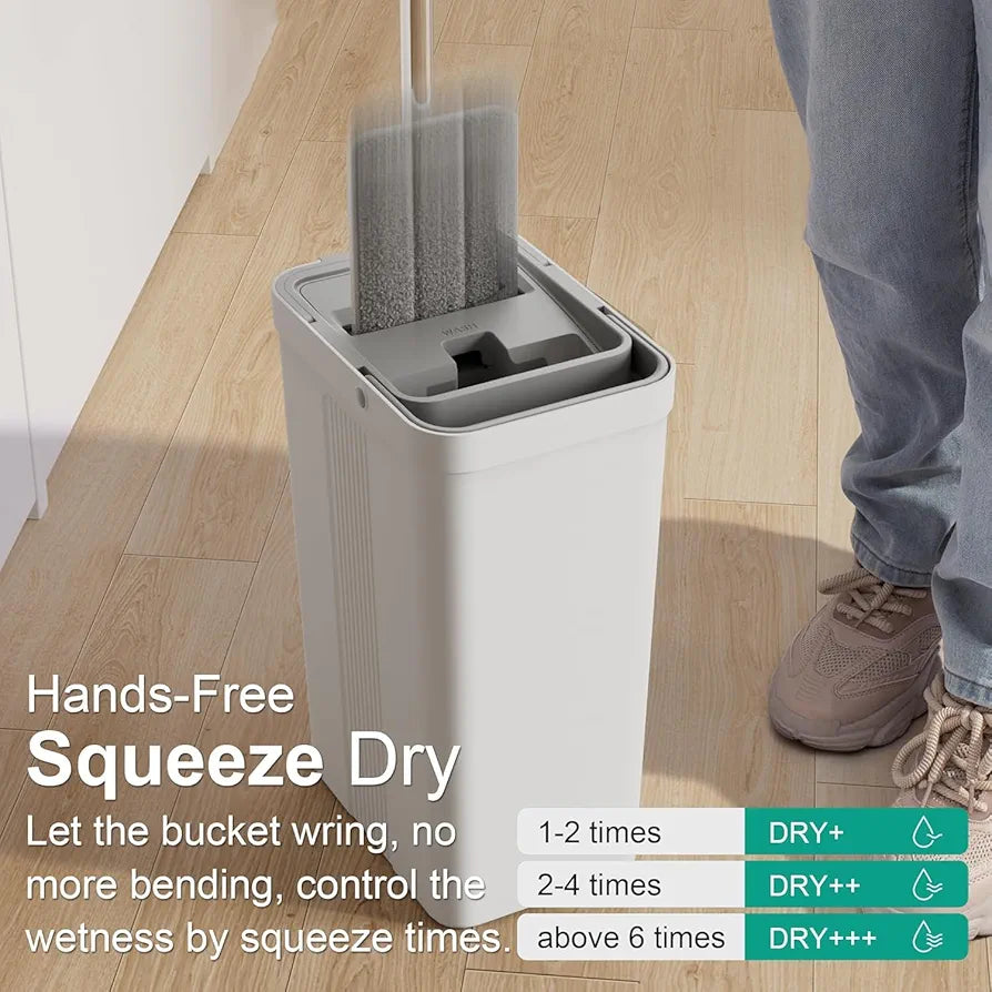ChaiMoksha Self-Cleaning Mop & Bucket Set — 360° Rotating Flat Mop with Dual Chamber & Microfiber Pads