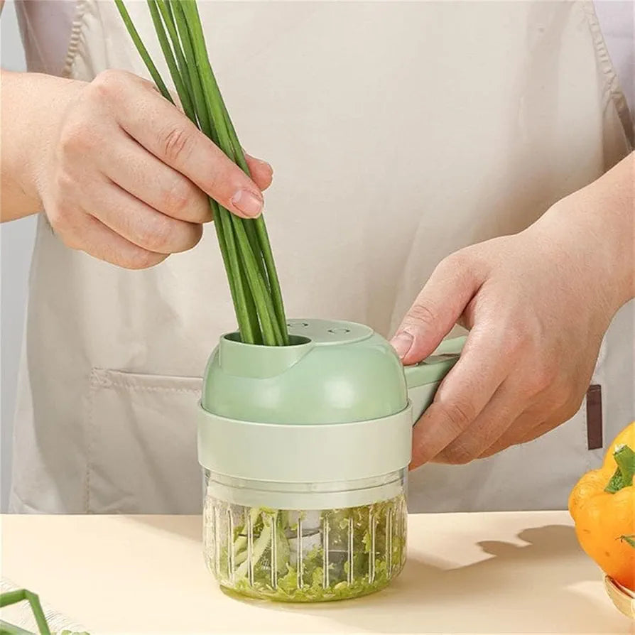 ChaiMoksha 4-in-1 Electric Vegetable Cutter — Automatic Food Processor, Chopper, Slicer, Grater & Dicer