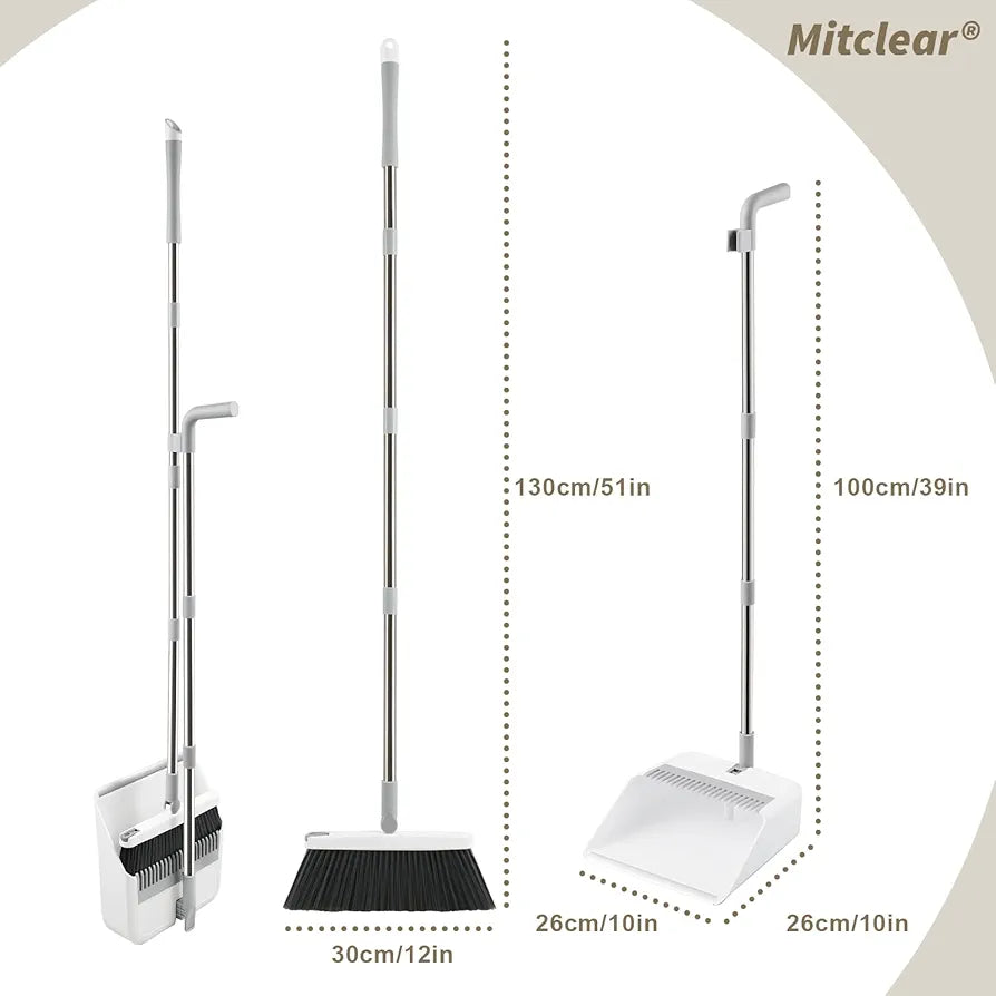 ChaiMoksha Broom & Dustpan Set — Long Handle, No-Bend Floor Cleaning Combo
