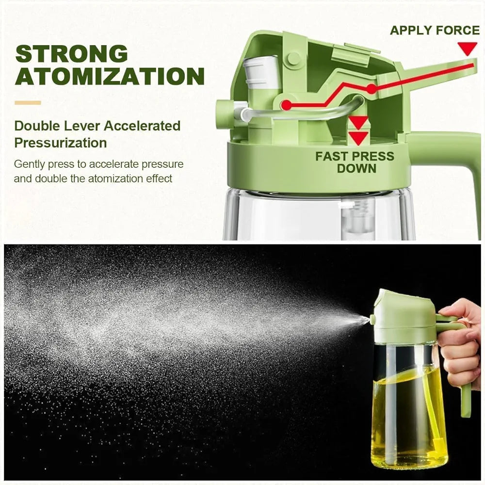 ChaiMoksha 2-in-1 Glass Oil Dispenser & Spray Bottle — 500ml for Air Fryer, BBQ & Kitchen