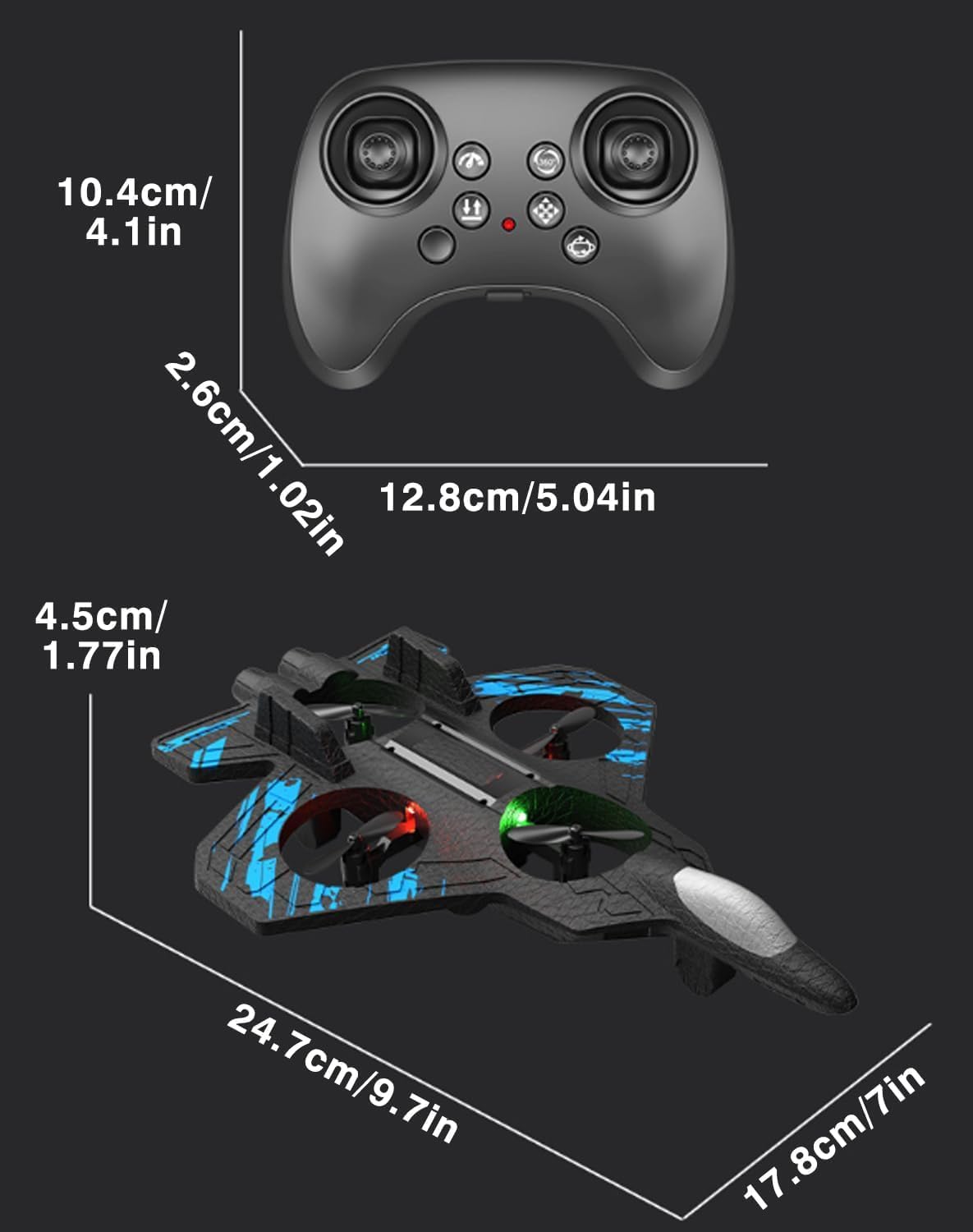ChaiMoksha RC Fighter Drone — 360° Flips, LED Lights & One-Key Takeoff for Kids & Adults