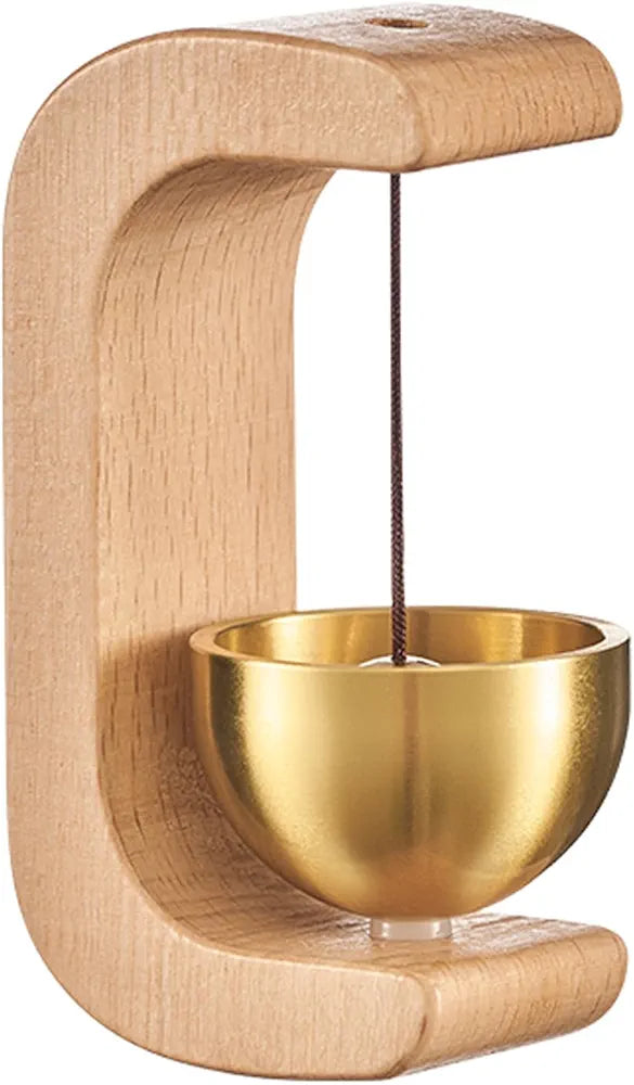ChaiMoksha Premium Wooden Brass Bell — Handcrafted Chime with Stand