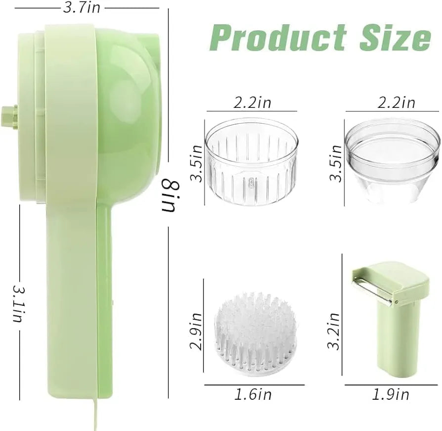 ChaiMoksha 4-in-1 Electric Vegetable Cutter — Automatic Food Processor, Chopper, Slicer, Grater & Dicer