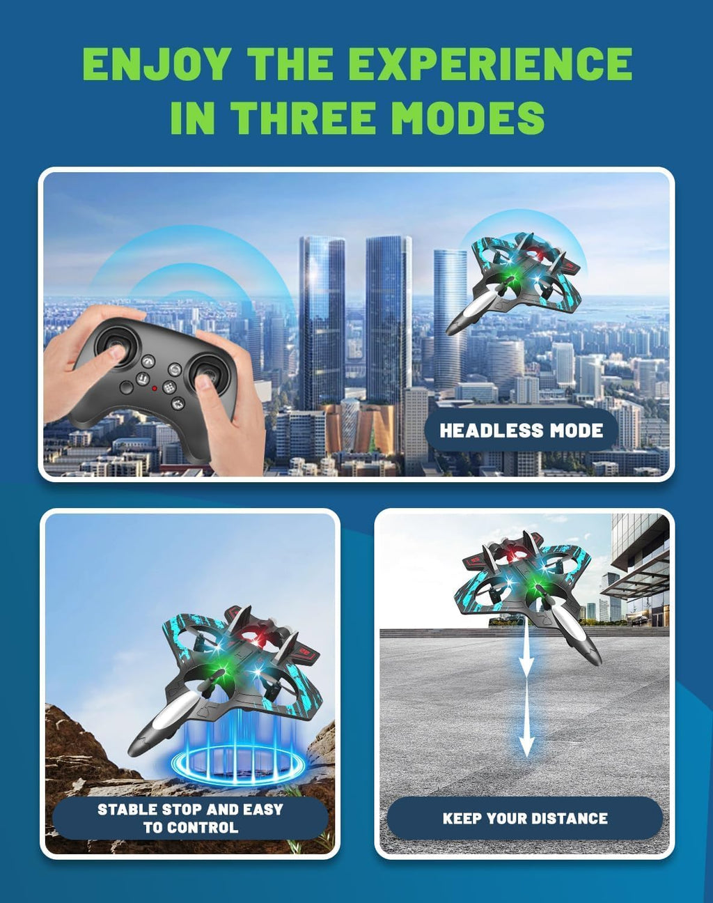 ChaiMoksha RC Fighter Drone — 360° Flips, LED Lights & One-Key Takeoff for Kids & Adults