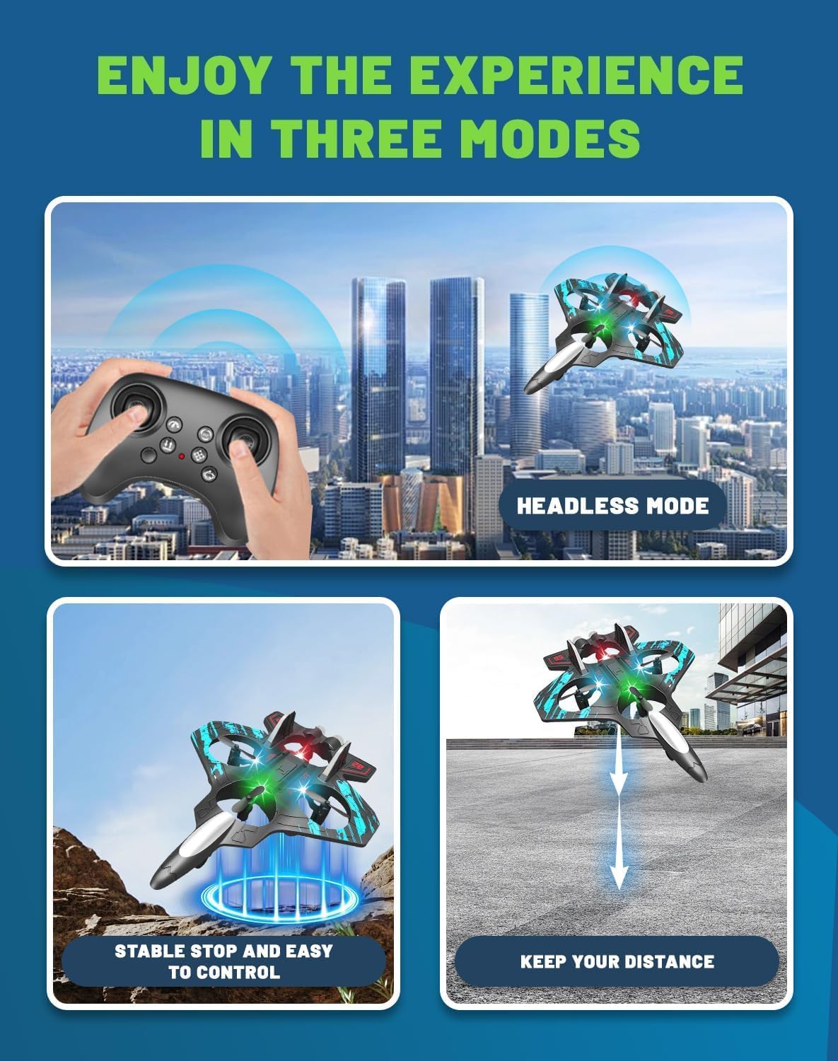 ChaiMoksha RC Fighter Drone — 360° Flips, LED Lights & One-Key Takeoff for Kids & Adults