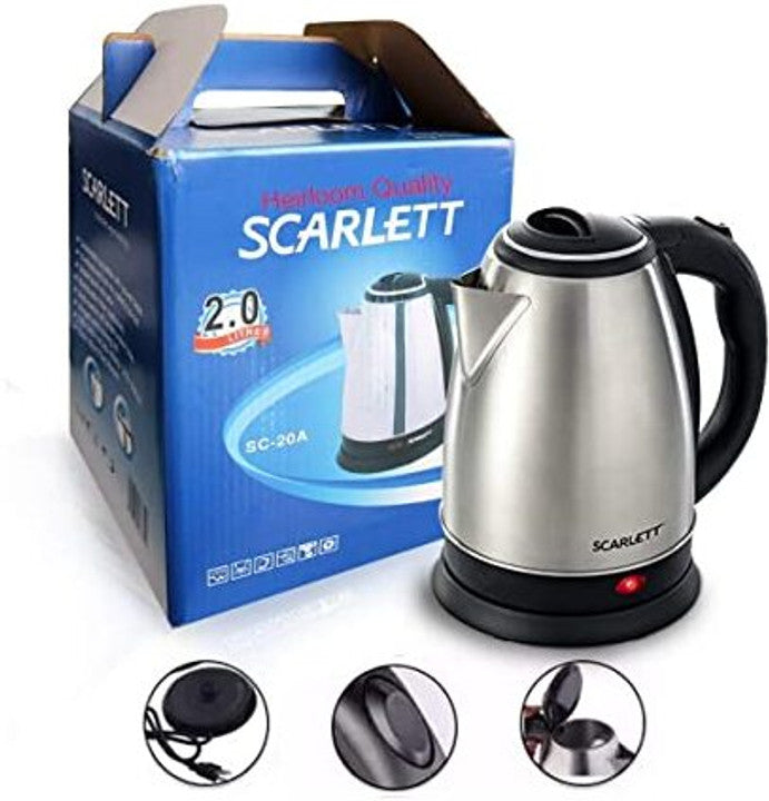 ChaiMoksha Electric Kettle — 2L Stainless Steel with Dry Boil Protection (Silver)
