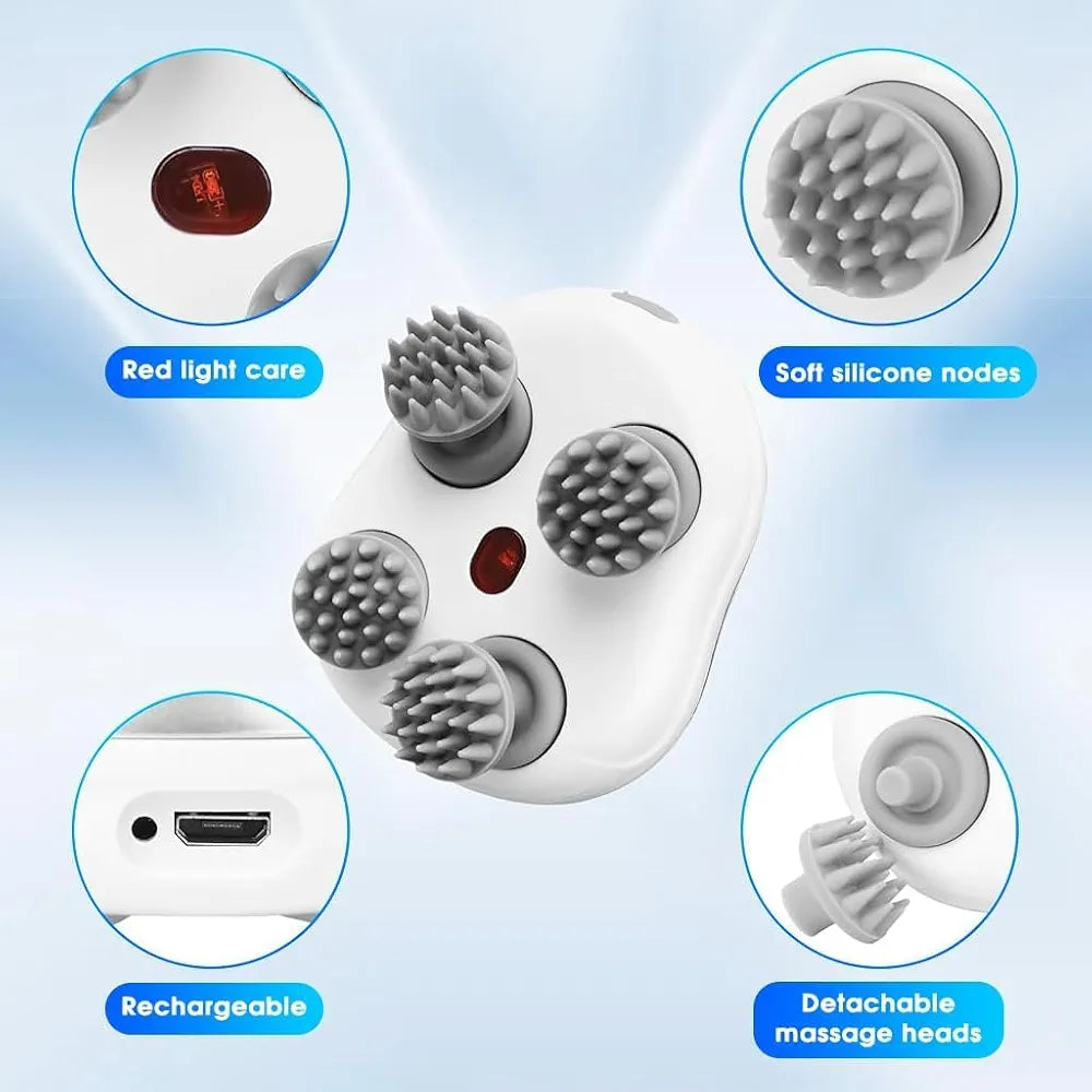 ChaiMoksha Rechargeable Scalp Massager — Soft Silicone Head & Hair Growth Massager