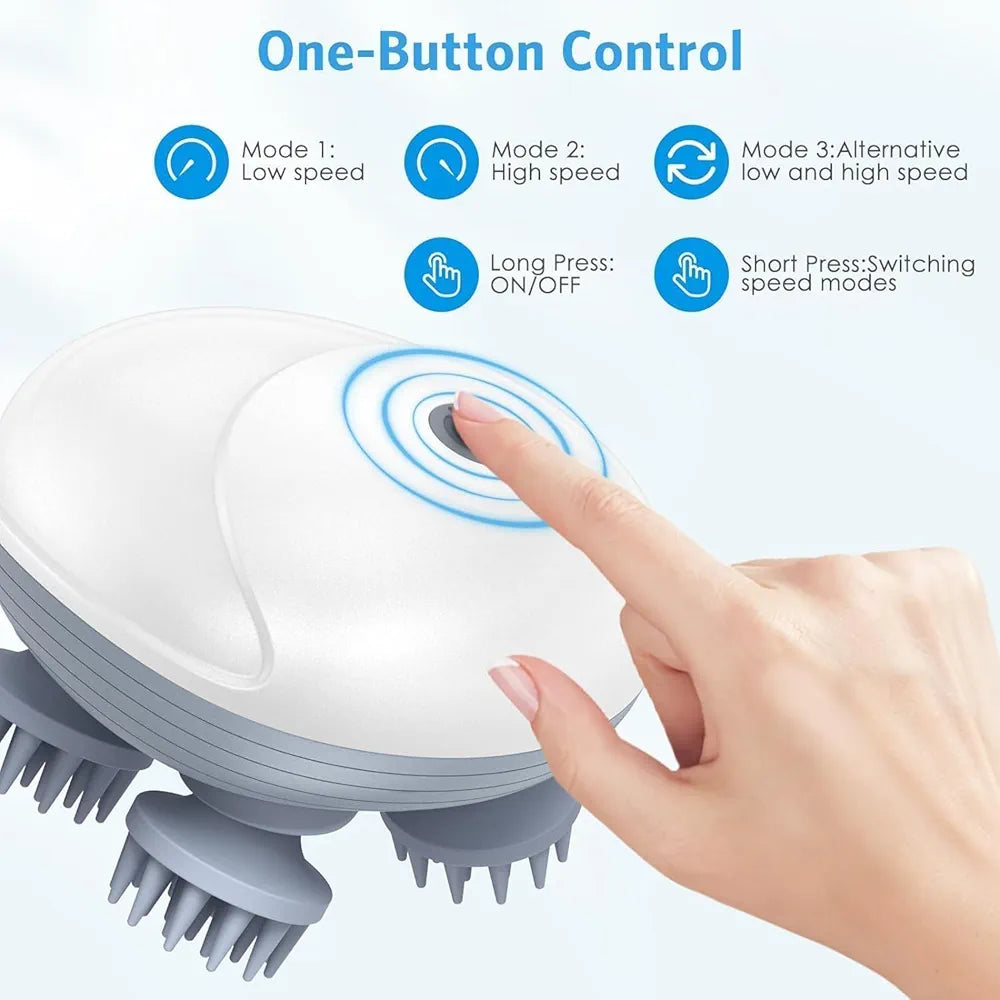 ChaiMoksha Rechargeable Scalp Massager — Soft Silicone Head & Hair Growth Massager
