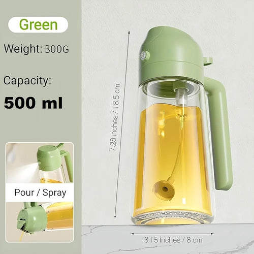 ChaiMoksha 2-in-1 Glass Oil Dispenser & Spray Bottle — 500ml for Air Fryer, BBQ & Kitchen