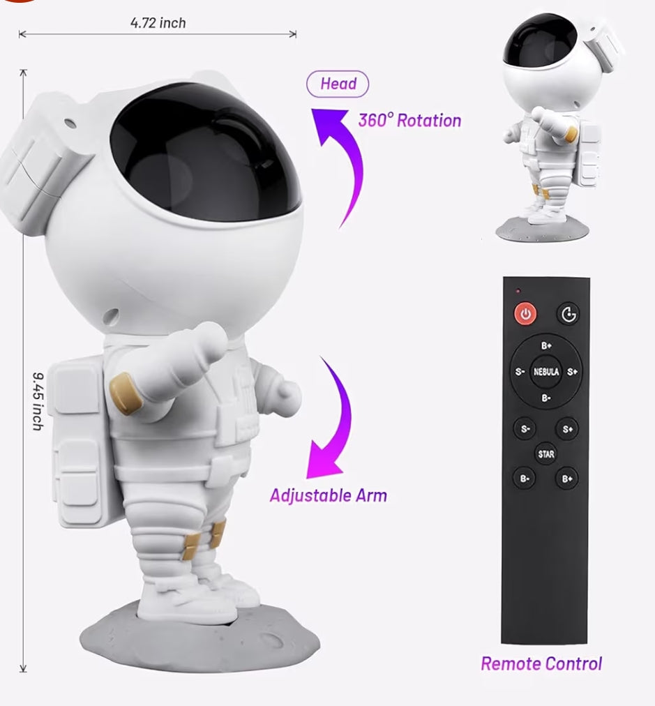 ChaiMoksha Astronaut Galaxy Projector — 360° Rotating Night Light with Remote & Timer
