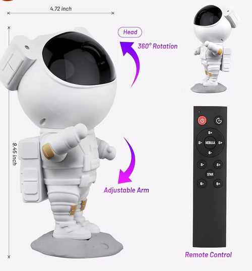 ChaiMoksha Astronaut Galaxy Projector — 360° Rotating Night Light with Remote & Timer