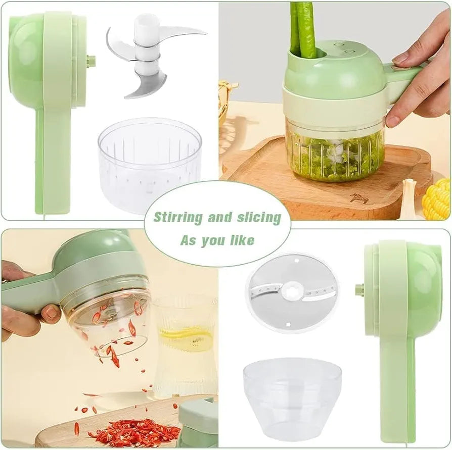 ChaiMoksha 4-in-1 Electric Vegetable Cutter — Automatic Food Processor, Chopper, Slicer, Grater & Dicer