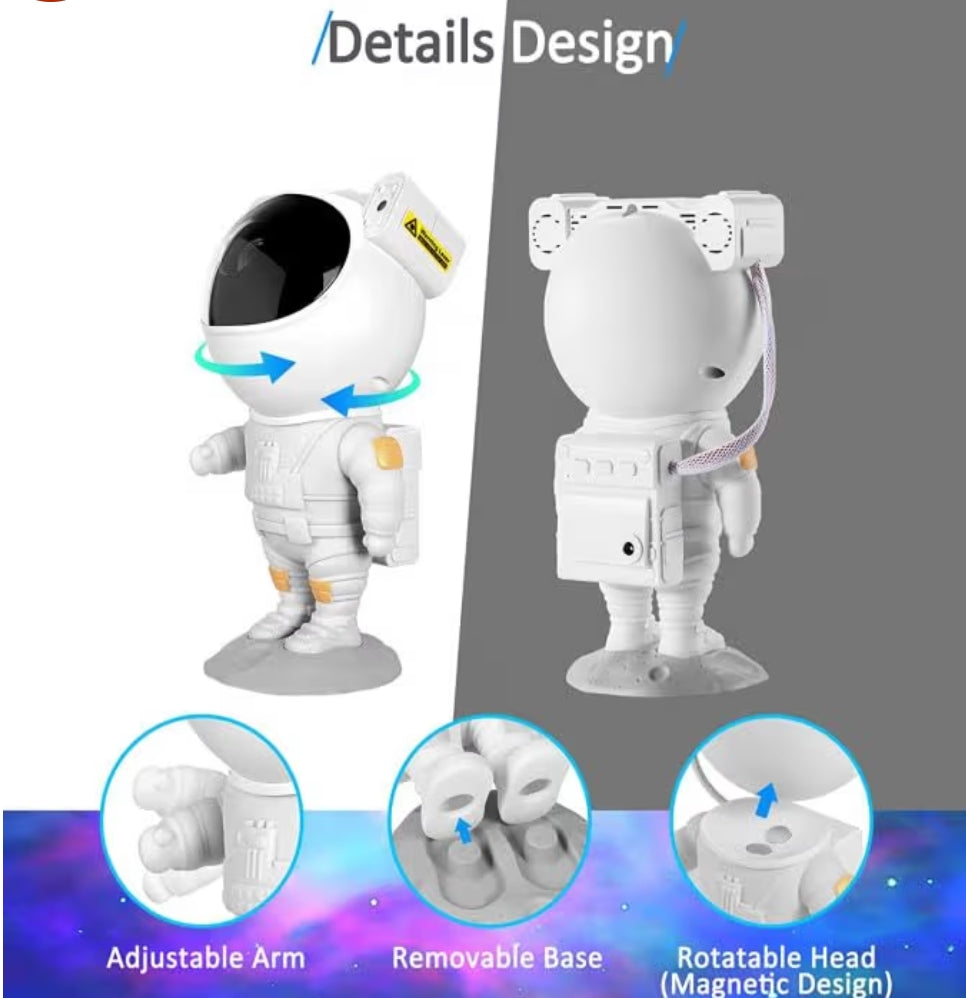ChaiMoksha Astronaut Galaxy Projector — 360° Rotating Night Light with Remote & Timer
