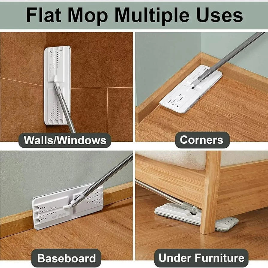 ChaiMoksha Self-Cleaning Mop & Bucket Set — 360° Rotating Flat Mop with Dual Chamber & Microfiber Pads
