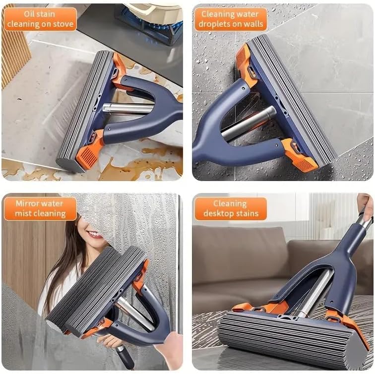 ChaiMoksha Portable Mini Cleaning Mop — Strong Absorbent Magic Sponge Mop, Wet & Dry Use, Self-Squeeze for Bathroom, Kitchen & Car