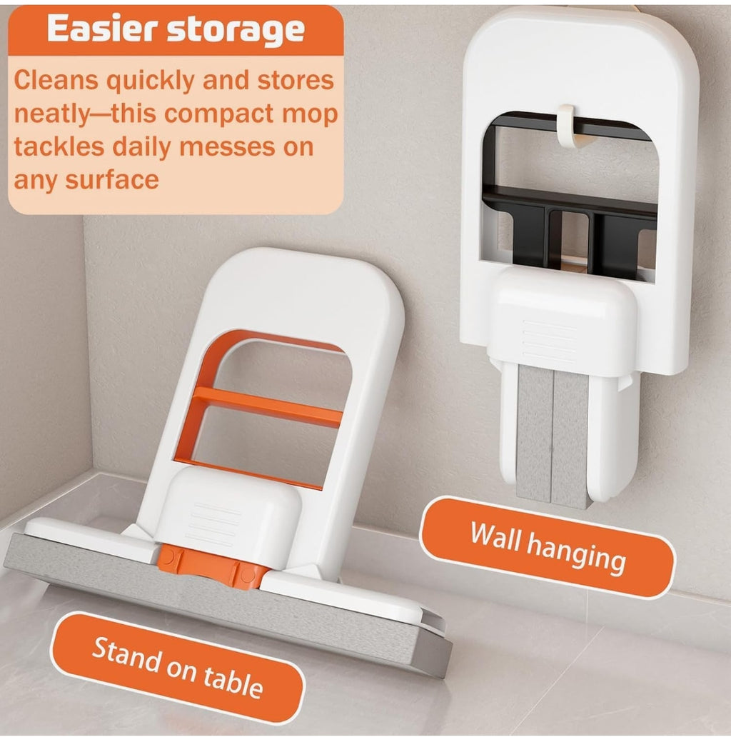 ChaiMoksha Mini Foldable Desktop Mop — Self-Squeeze Sponge Mop for Wet & Dry Use