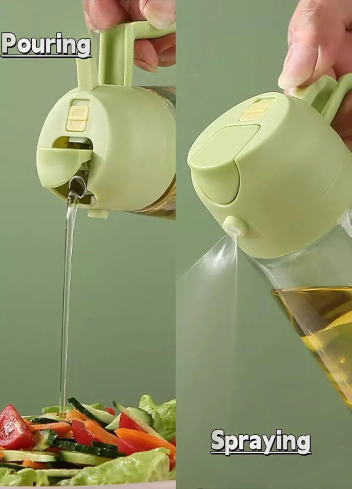 ChaiMoksha 2-in-1 Glass Oil Dispenser & Spray Bottle — 500ml for Air Fryer, BBQ & Kitchen
