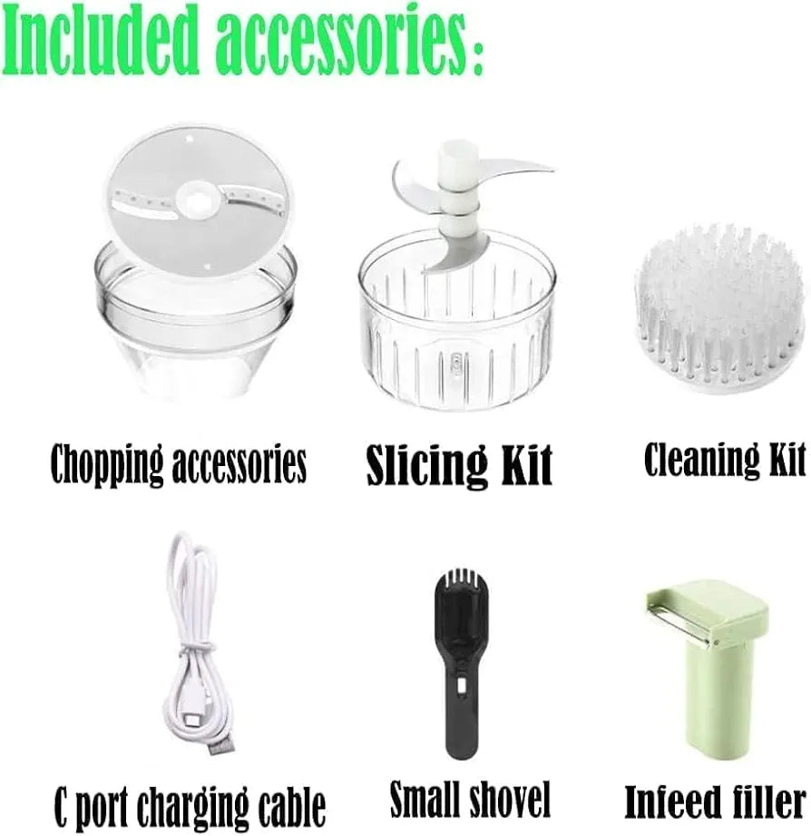 ChaiMoksha 4-in-1 Electric Vegetable Cutter — Automatic Food Processor, Chopper, Slicer, Grater & Dicer