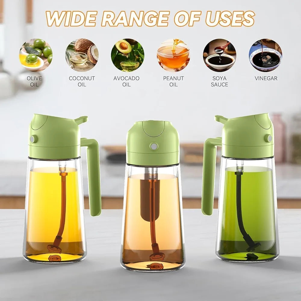 ChaiMoksha 2-in-1 Glass Oil Dispenser & Spray Bottle — 500ml for Air Fryer, BBQ & Kitchen