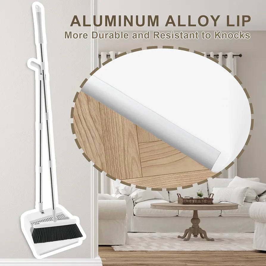 ChaiMoksha Broom & Dustpan Set — Long Handle, No-Bend Floor Cleaning Combo