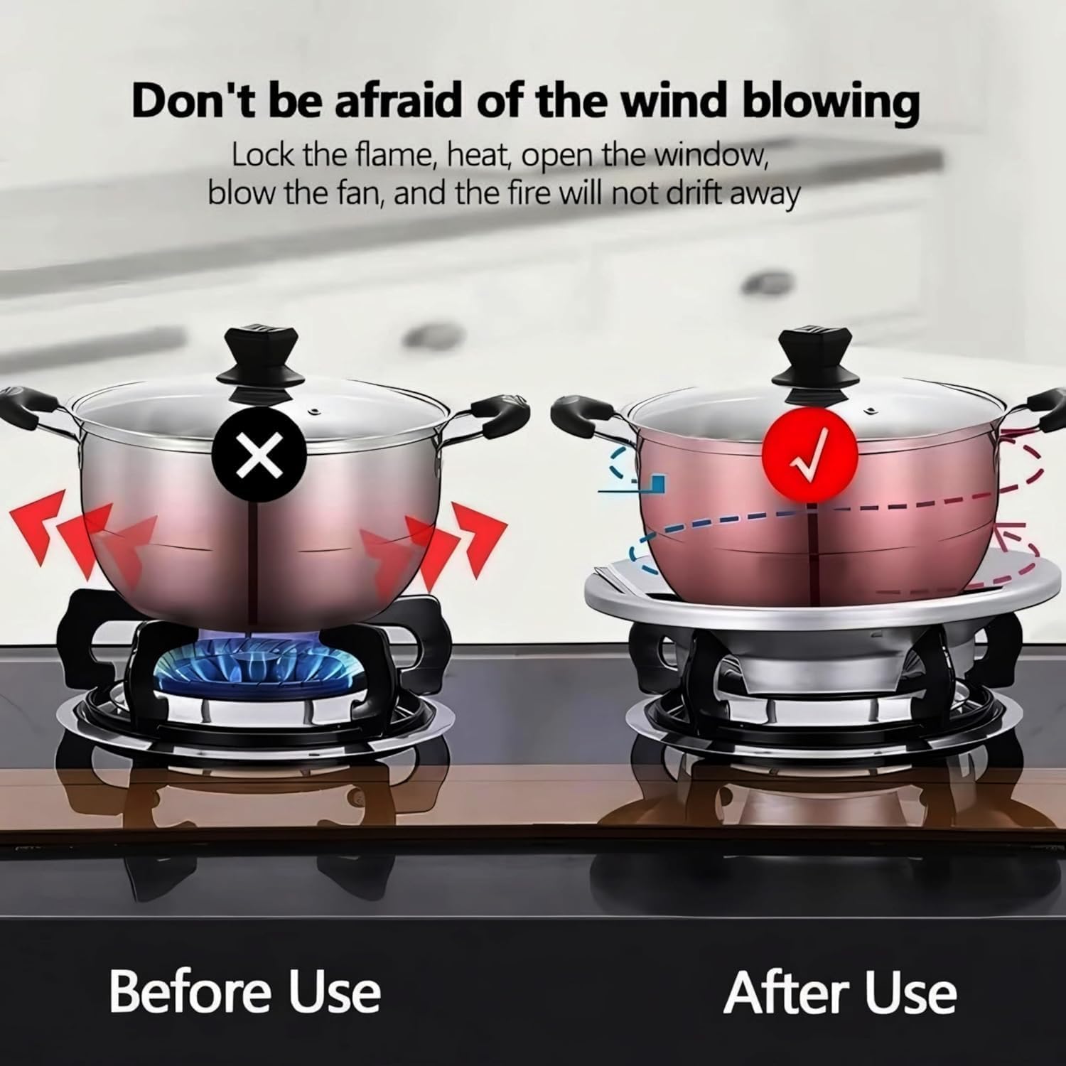 ChaiMoksha Gas Saver Burner Stand — Windproof Energy Saving Stove Stand for 4 & 5 Leg Gas Stoves