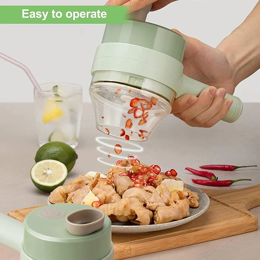 ChaiMoksha 4-in-1 Electric Vegetable Cutter — Automatic Food Processor, Chopper, Slicer, Grater & Dicer