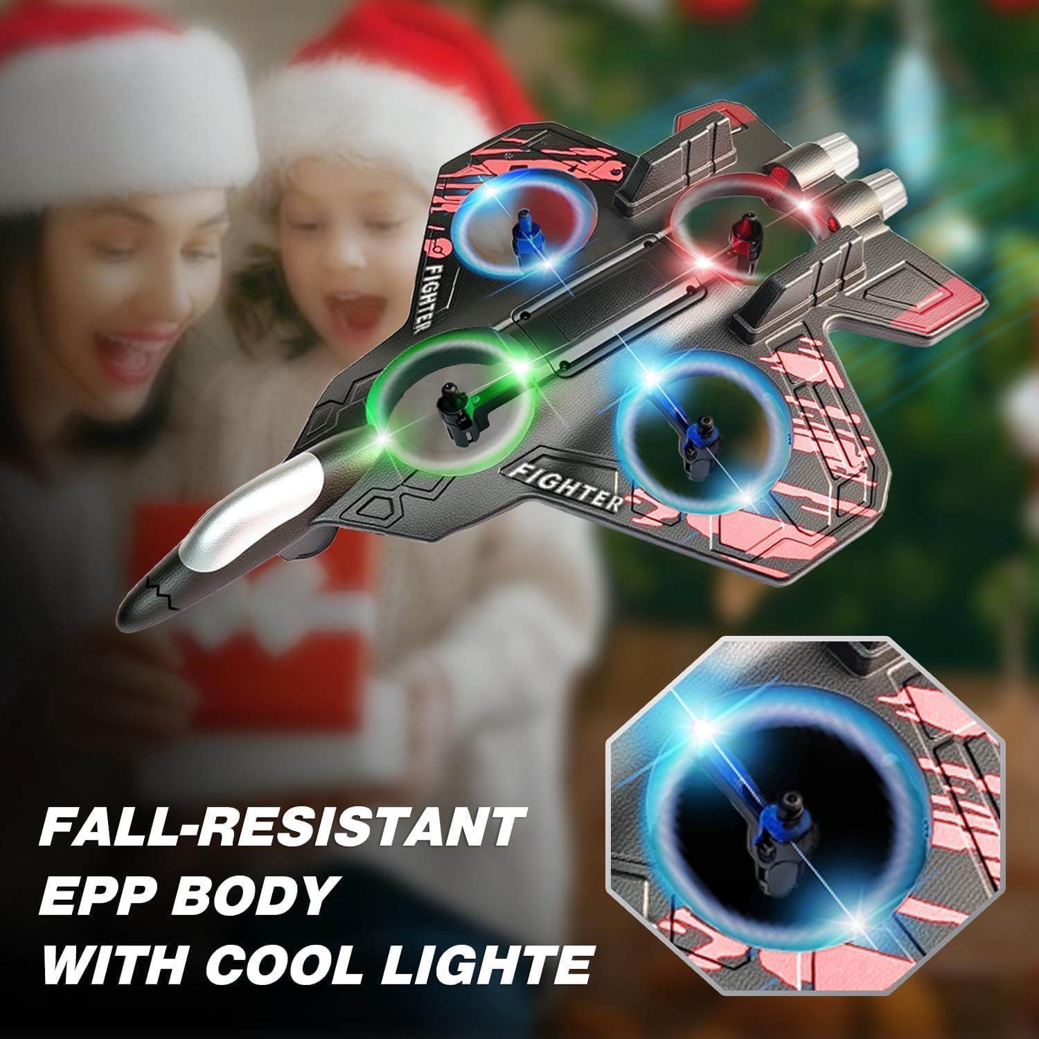 ChaiMoksha RC Fighter Drone — 360° Flips, LED Lights & One-Key Takeoff for Kids & Adults