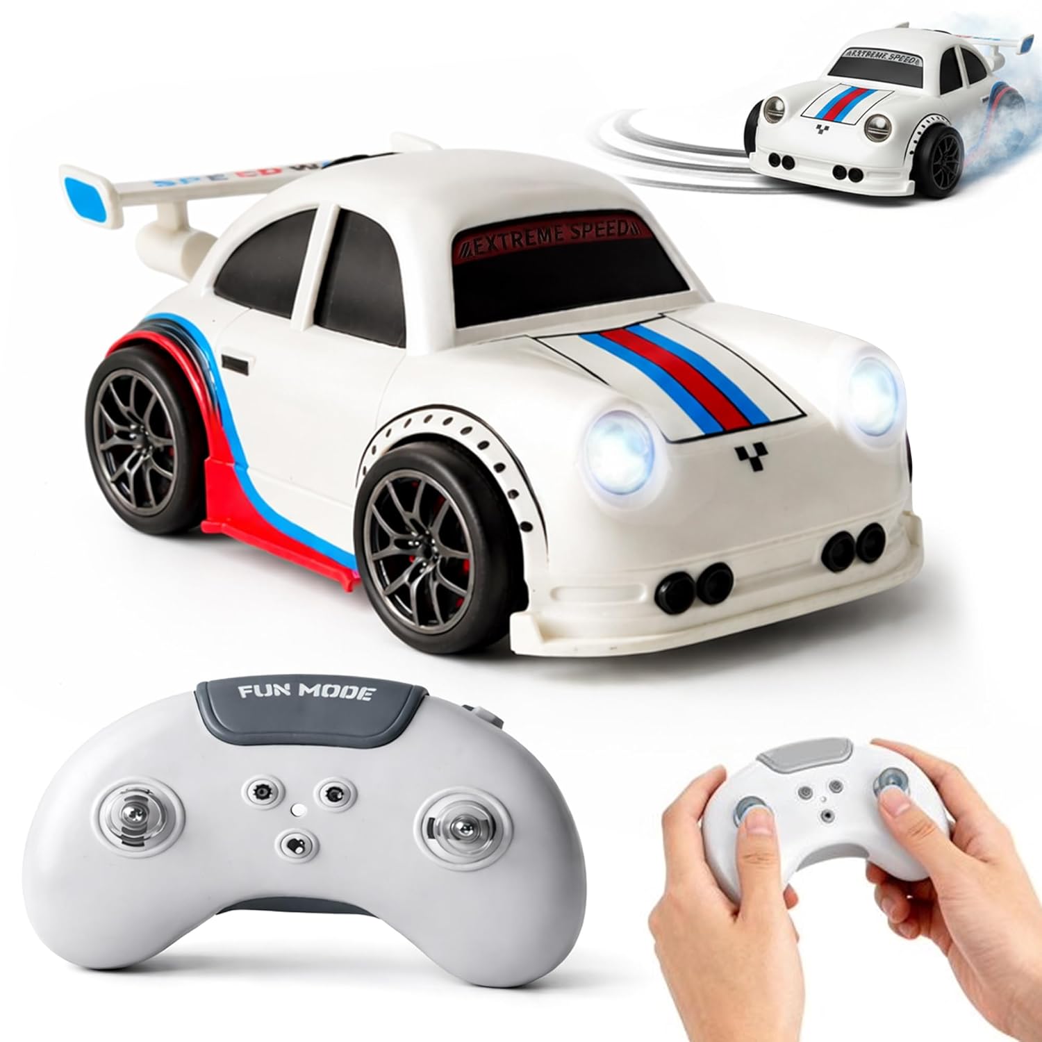 ChaiMoksha RC Racing Car — LED Lights, 360° Stunts & Smart Sensor Control for Kids