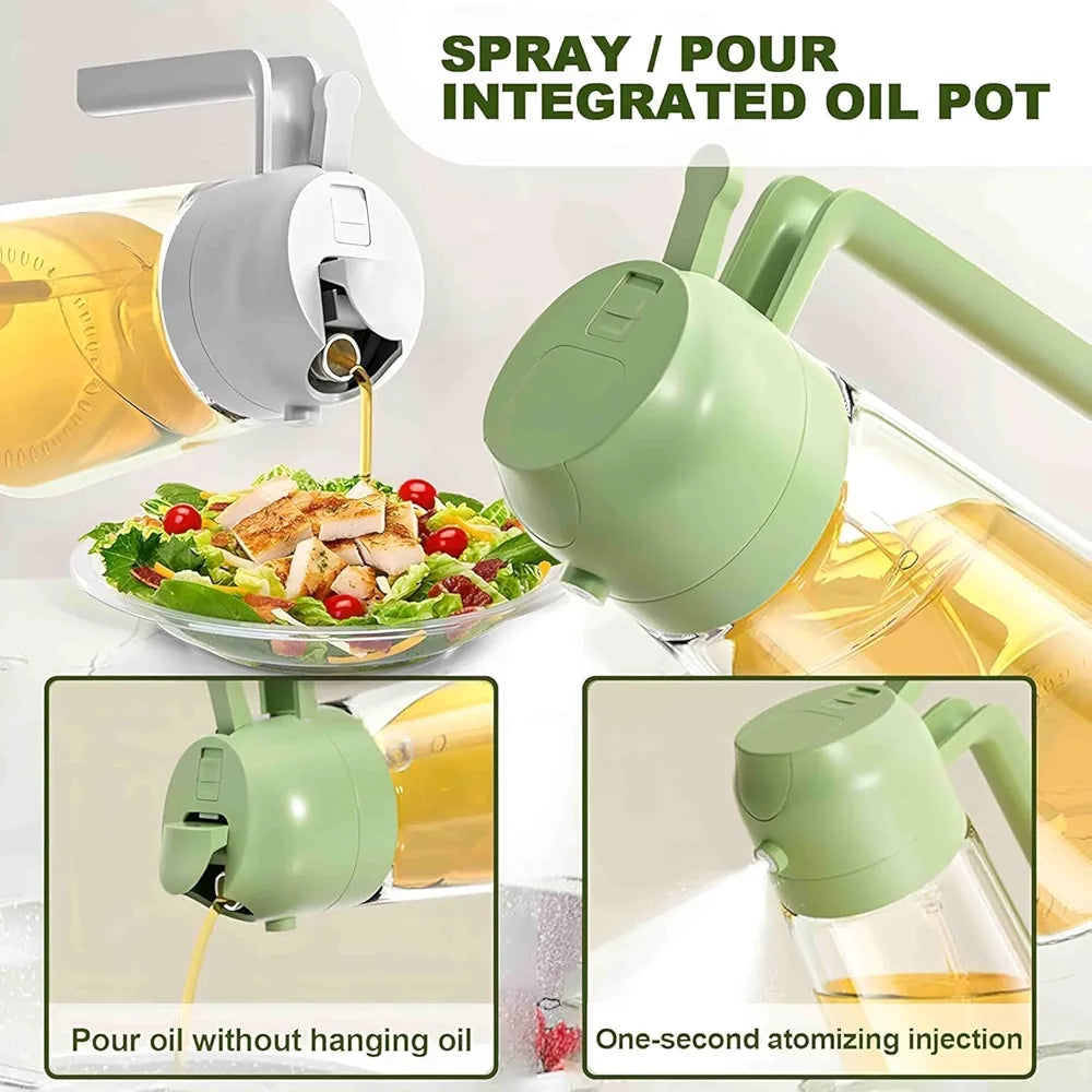 ChaiMoksha 2-in-1 Glass Oil Dispenser & Spray Bottle — 500ml for Air Fryer, BBQ & Kitchen