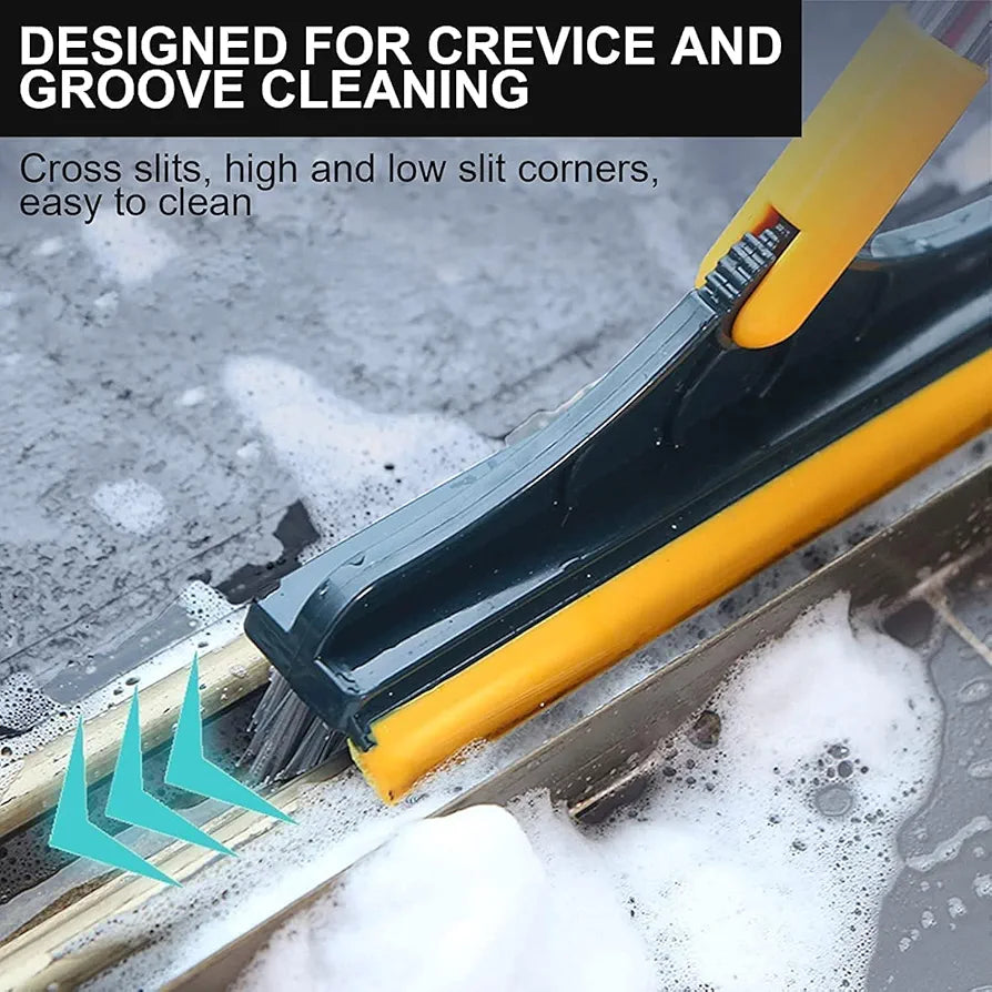 ChaiMoksha 3-in-1 Bathroom Brush — 180° Rotating Scrubber, Wiper & Long Handle